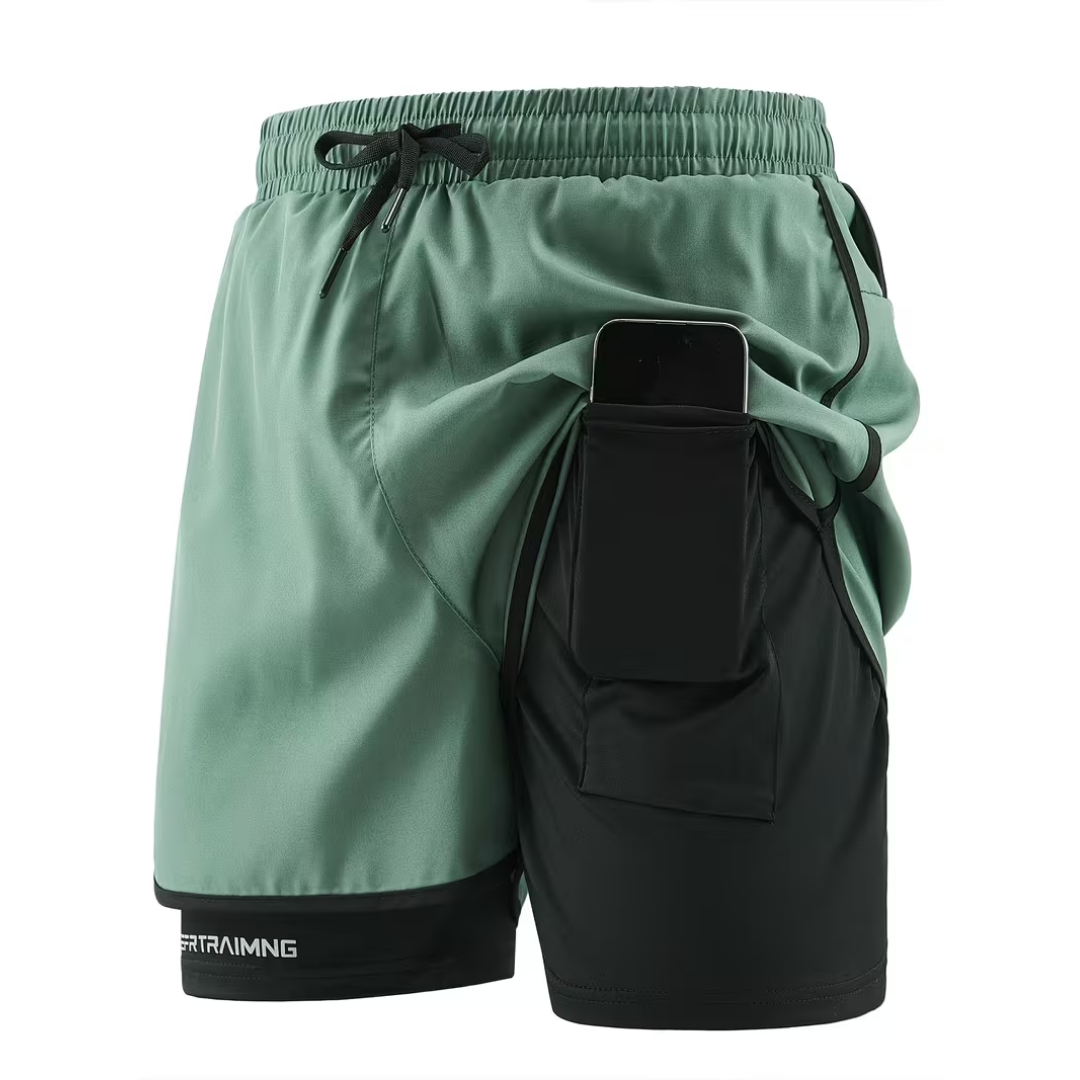 2-in-1 Heren Trainingsshort - Ingebouwde Compressie Liner