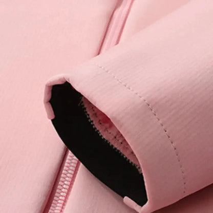 Gevoerde softshell jas dames met capuchon in roze