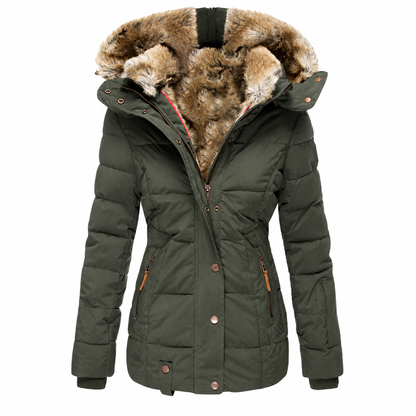 Winterjas Dames - Getailleerd - Afneembare Kap met Bont