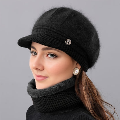 Muts met Klep Dames - 2-Delige Set met Nekwarmer - Pluche Voering