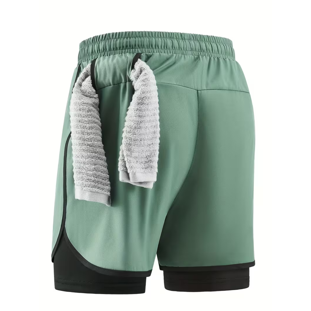 2-in-1 Heren Trainingsshort - Ingebouwde Compressie Liner