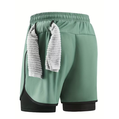 2-in-1 Heren Trainingsshort - Ingebouwde Compressie Liner