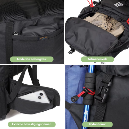 OutdoorHaven Trekkingrugzak 60L - Backpack - Waterdicht