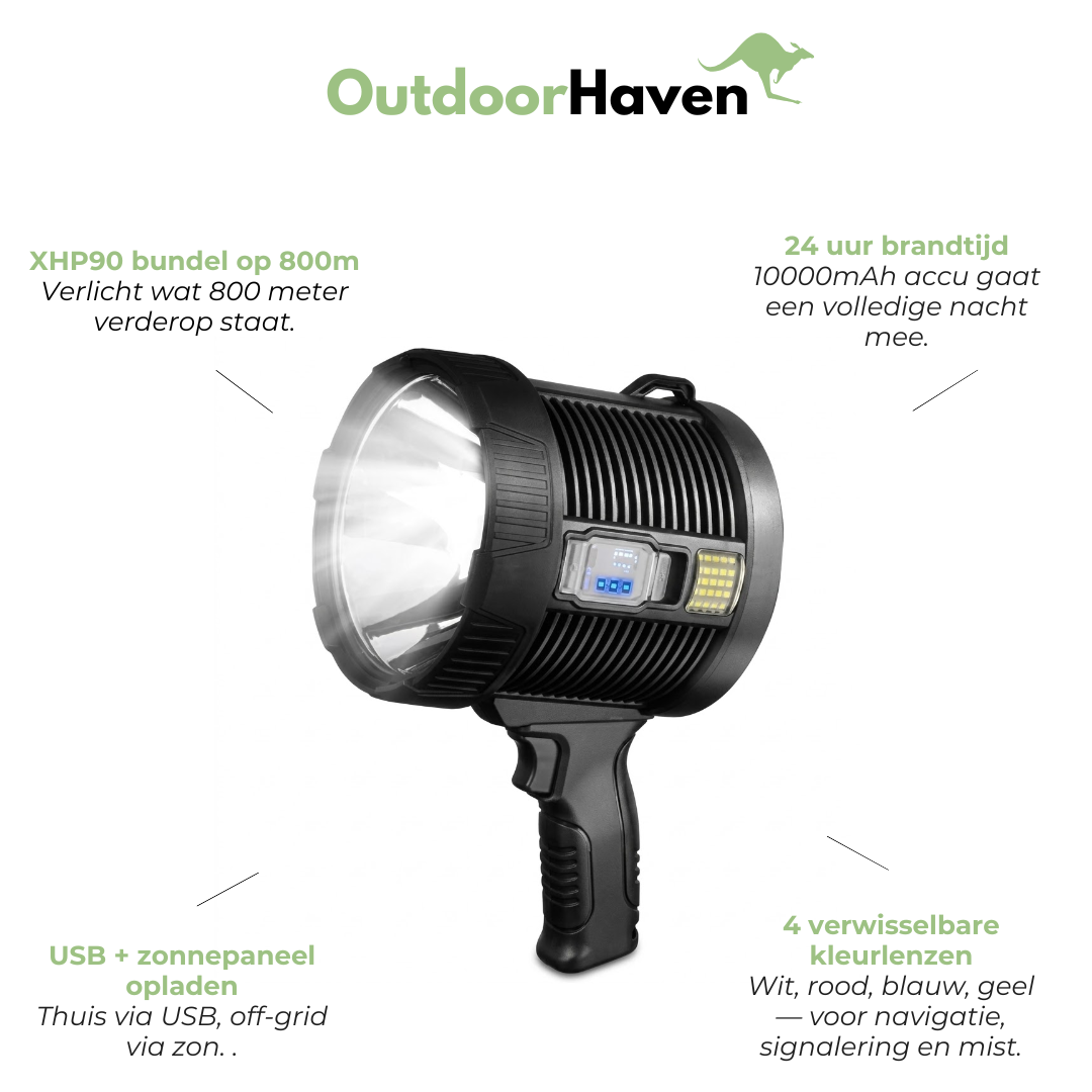 LED Schijnwerper 9000 Lumen - Solar USB 10000mAh Powerbank - Oplaadbaar