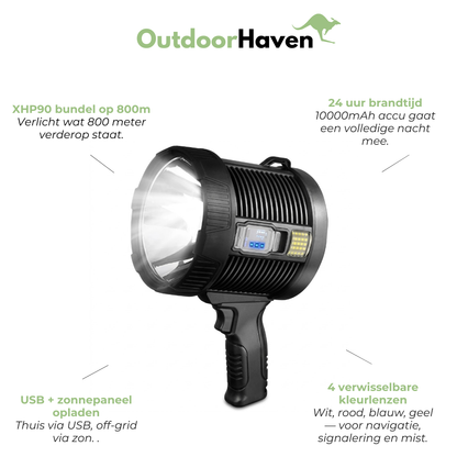 LED Schijnwerper 9000 Lumen - Solar USB 10000mAh Powerbank - Oplaadbaar