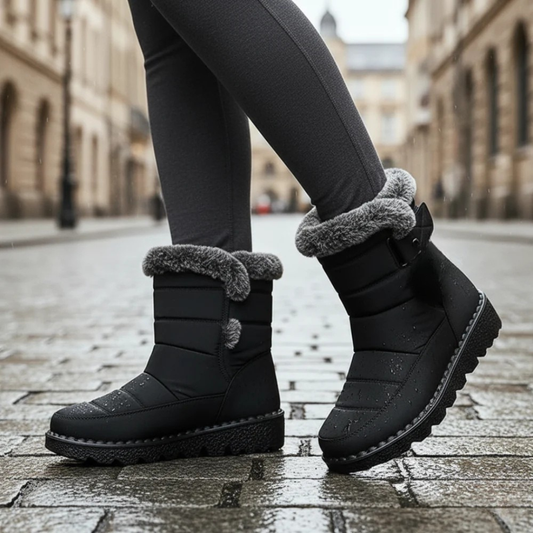 Snowboots Dames - Waterdicht met Pluche Voering - Instapper met Imitatiebont