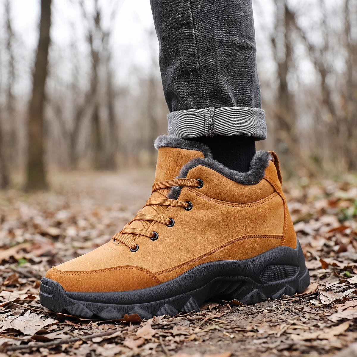 Waterdichte snowboots voor heren in het zwart