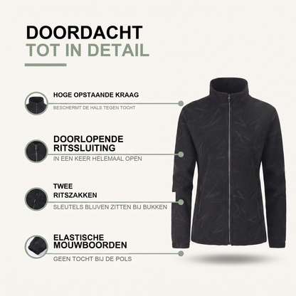 Tussenjas dames met opstaande kraag in fleece