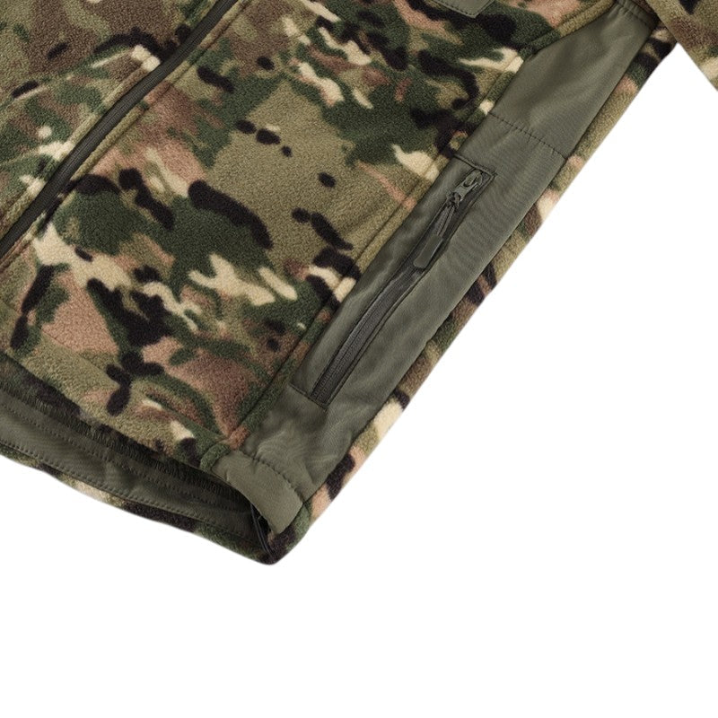 Heren fleecevest tactisch met capuchon in camouflage