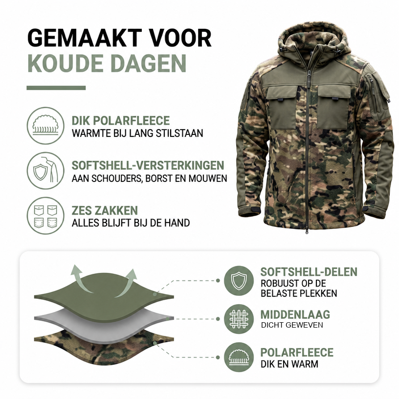 Heren Fleecevest - Tactisch met Capuchon - Camouflage en Uni