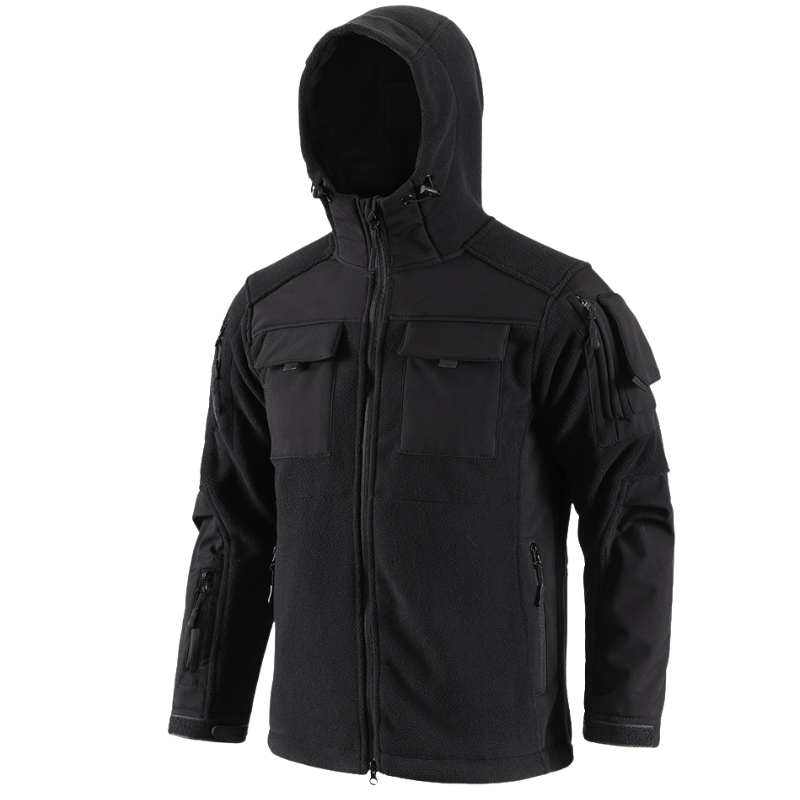 Heren fleecevest tactisch met capuchon in camouflage