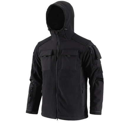 Heren fleecevest tactisch met capuchon in camouflage