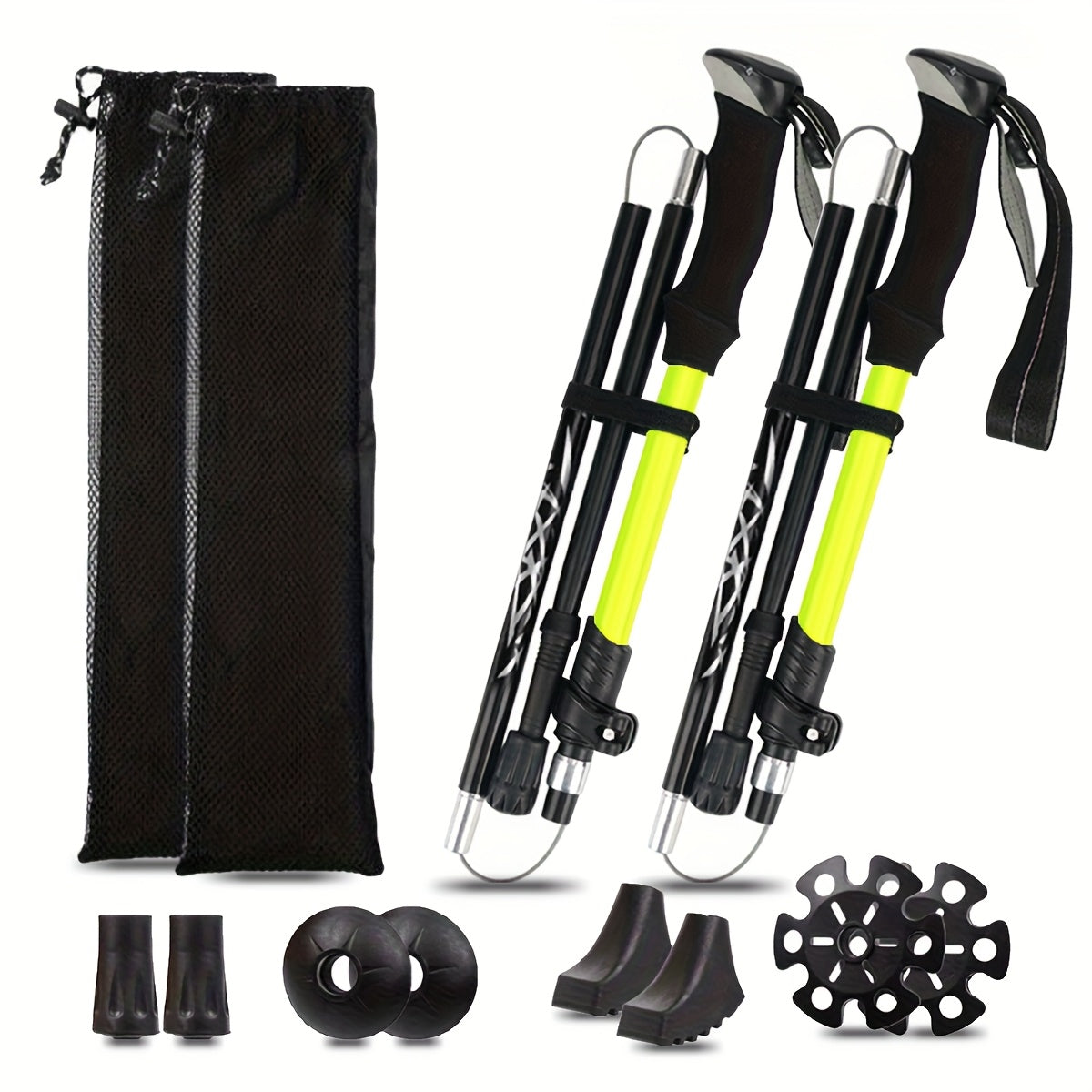 Opvouwbare Wandelstokken 2 Stuks - 34,5 cm Ingeklapt - Set met Draagtas