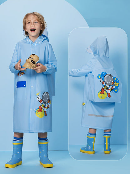 Regenjas voor kinderen met rugtasvak en kijkschermpje