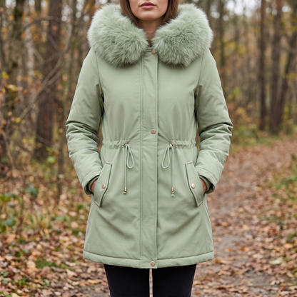 Parka dames met kunstbontcapuchon en waterdichte stof