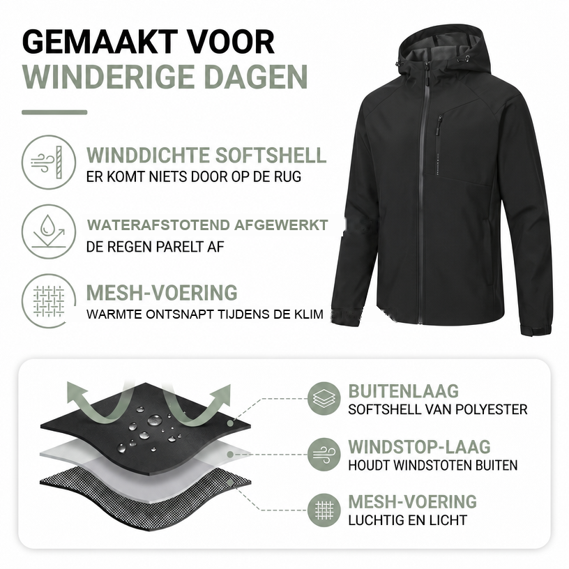 Softshell Jas Unisex - Capuchon - Waterafstotend
