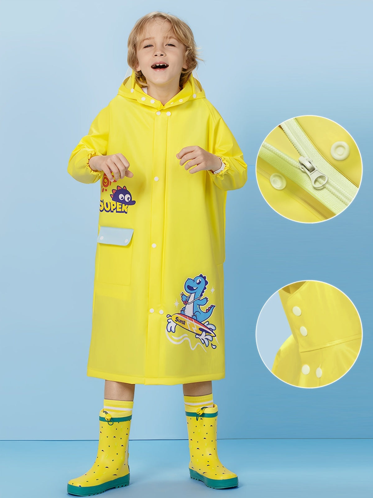 Regenjas voor kinderen met rugtasvak en kijkschermpje