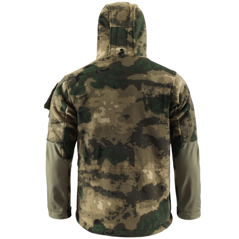 Heren fleecevest tactisch met capuchon in camouflage