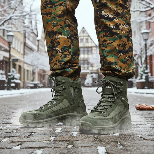 Legerkisten heren in tactical-look met zijrits
