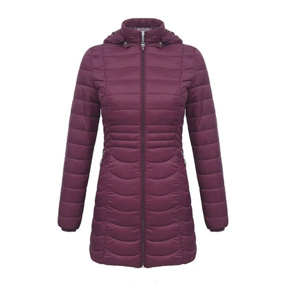Lange dames winterjas met afneembare capuchon