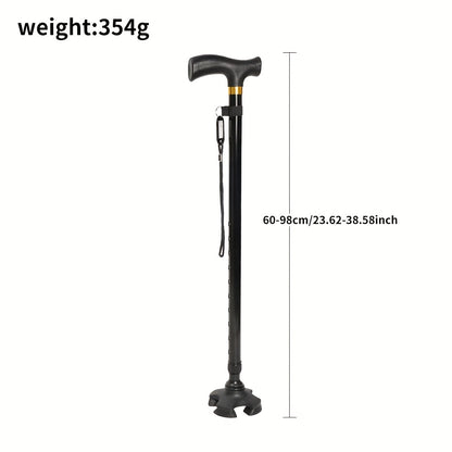 Wandelstok voor Senioren - Verstelbaar 60–98 cm - 4-Poots Antislip Voet