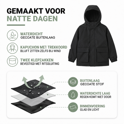 Gevoerde Regenjas Jongens - Waterdicht met Kap - Voor Lente en Herfst