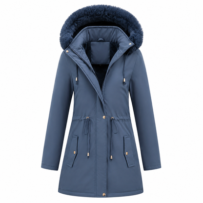 Parka dames met kunstbontcapuchon en waterdichte stof