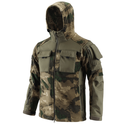 Heren fleecevest tactisch met capuchon in camouflage