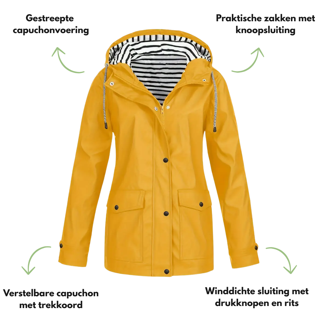 Dames Winddicht & Waterdicht Jack – Met Capuchon & Klepzakken – Herfst/Winter