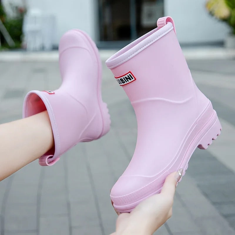 Regenlaarsjes Dames - Enkelhoge Slip-On - Met Antislipzool
