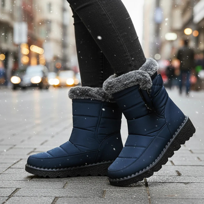 Snowboots Dames - Waterdicht met Pluche Voering - Instapper met Imitatiebont