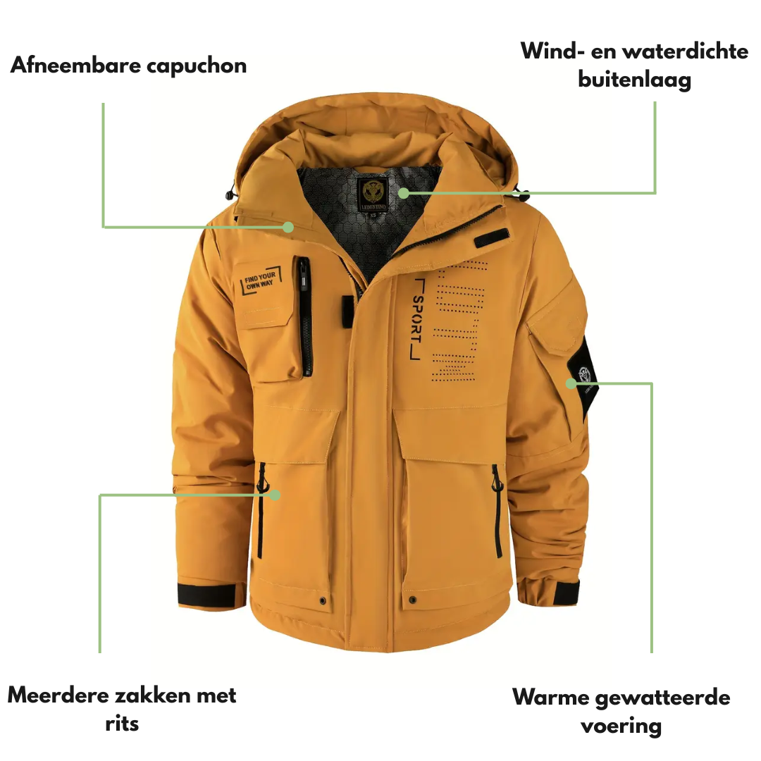 Heren Outdoor jas – Winddicht & Waterdicht – Gevoerd