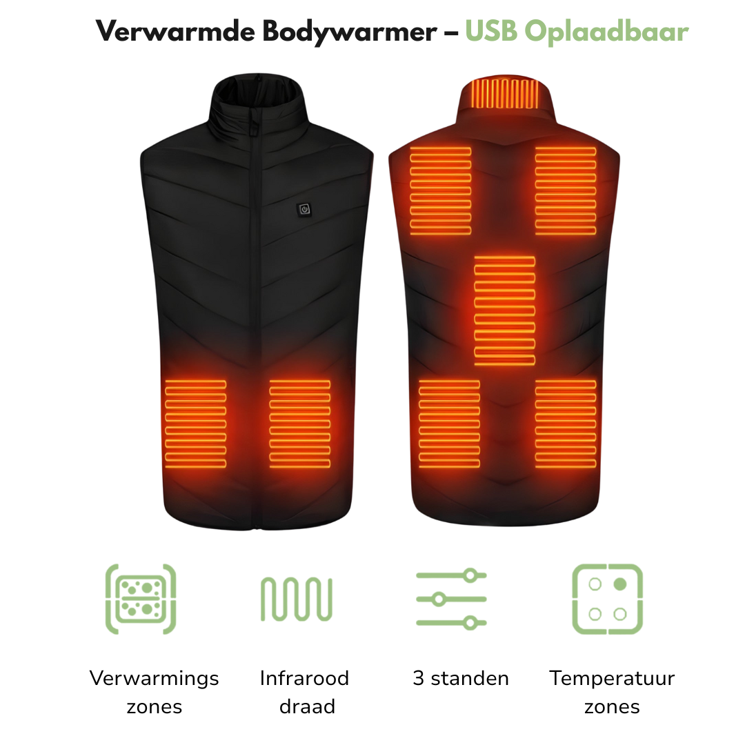 Verwarmde Bodywarmer – Oplaadbaar – 3 Standen