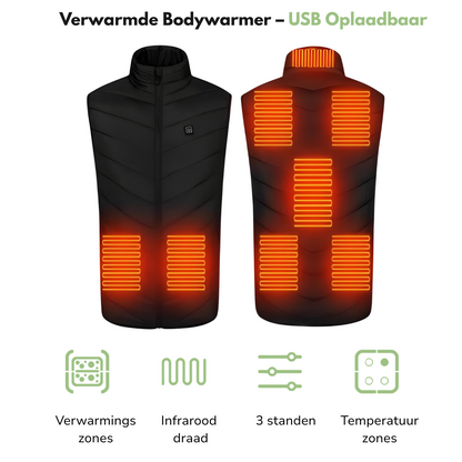 Verwarmde Bodywarmer – Oplaadbaar – 3 Standen