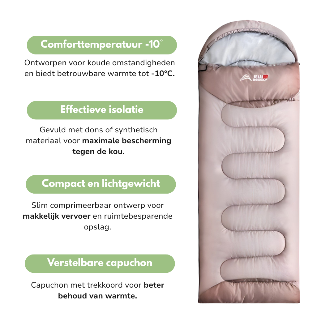 Outdoor Slaapzak – Waterdicht & Warm tot -10°C – 4 Seizoenen Trekking