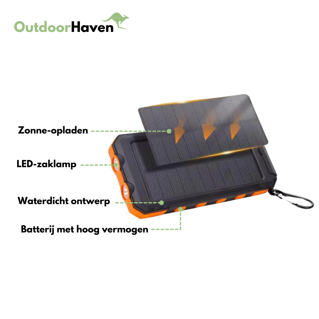 Krachtige Zonne-Energie Powerbank - 20000mAh - OutdoorHavenNL