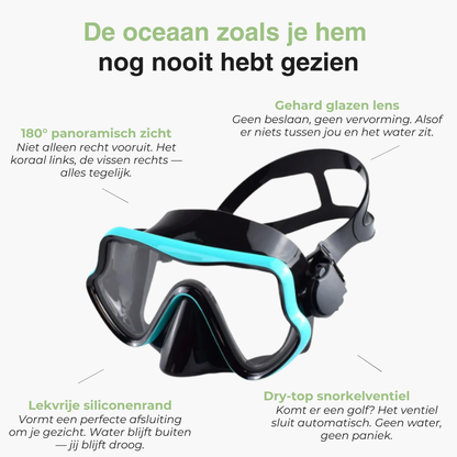Snorkelset met Masker - 180° HD Zicht Gehard Glas - Lekvrij