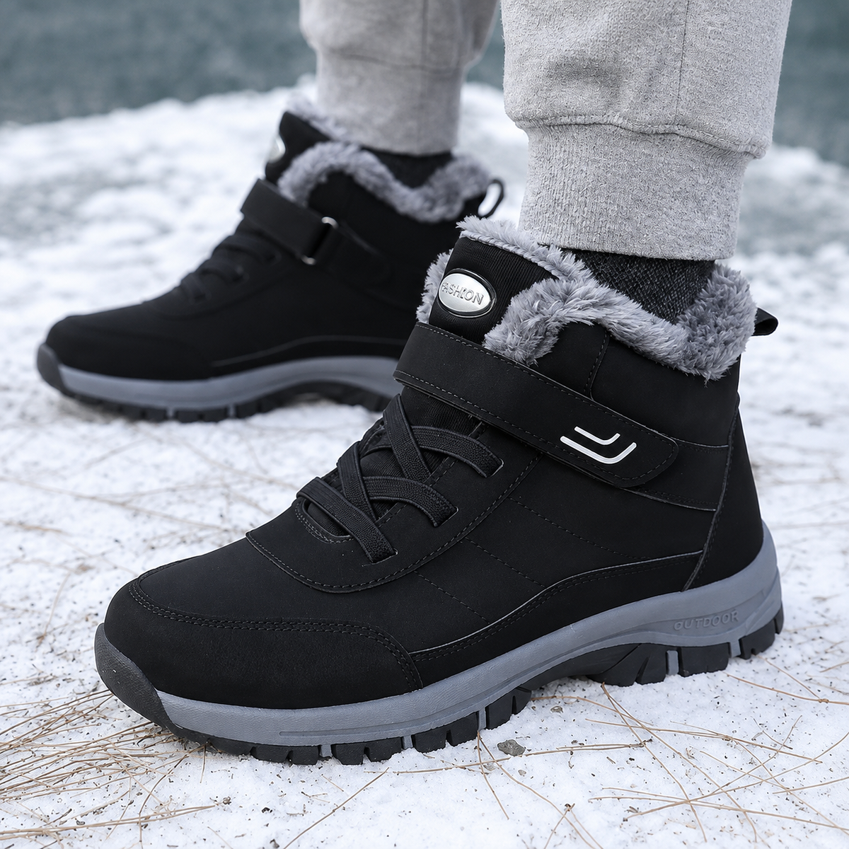 Snowboots dames met klittenbandsluiting