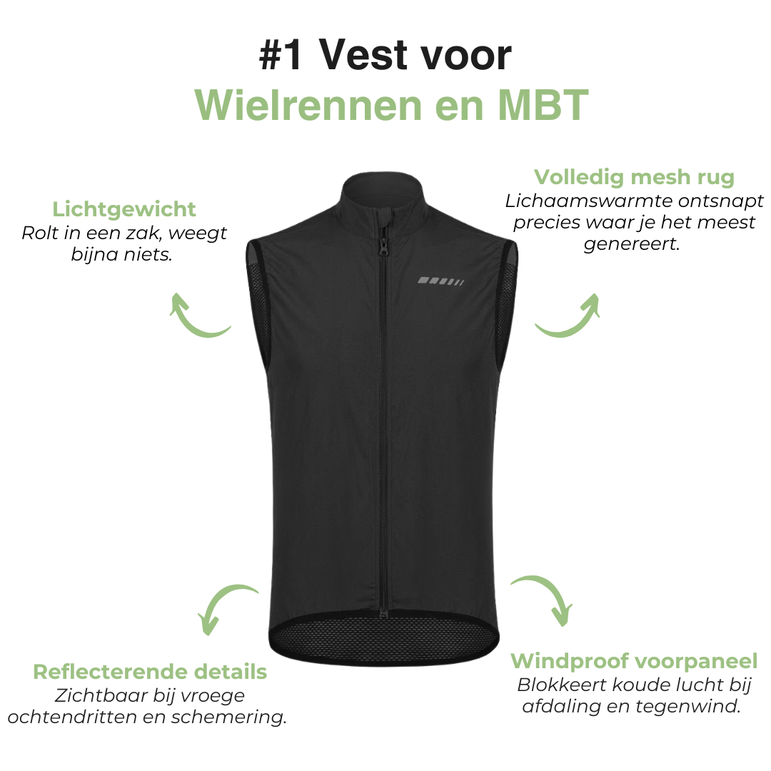 Heren Fiets Vest - Windproof Mesh Rug - Ademend