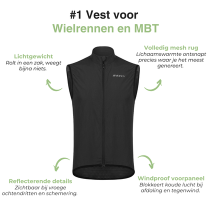 Heren Fiets Vest - Windproof Mesh Rug - Ademend
