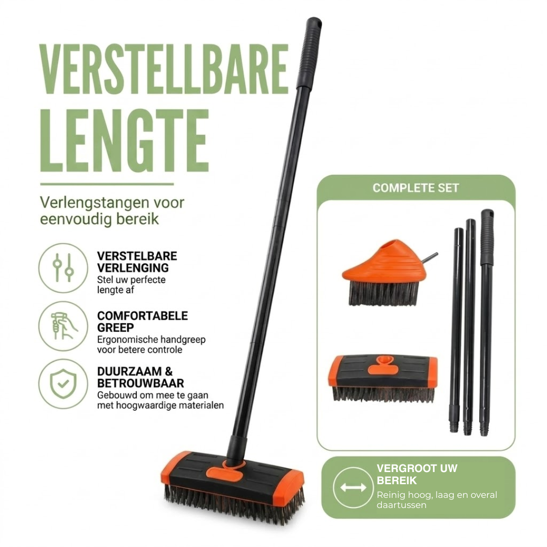 Voegenborstel met Telescoopsteel - 3-in-1 Voegenreiniger - Onkruidborstel