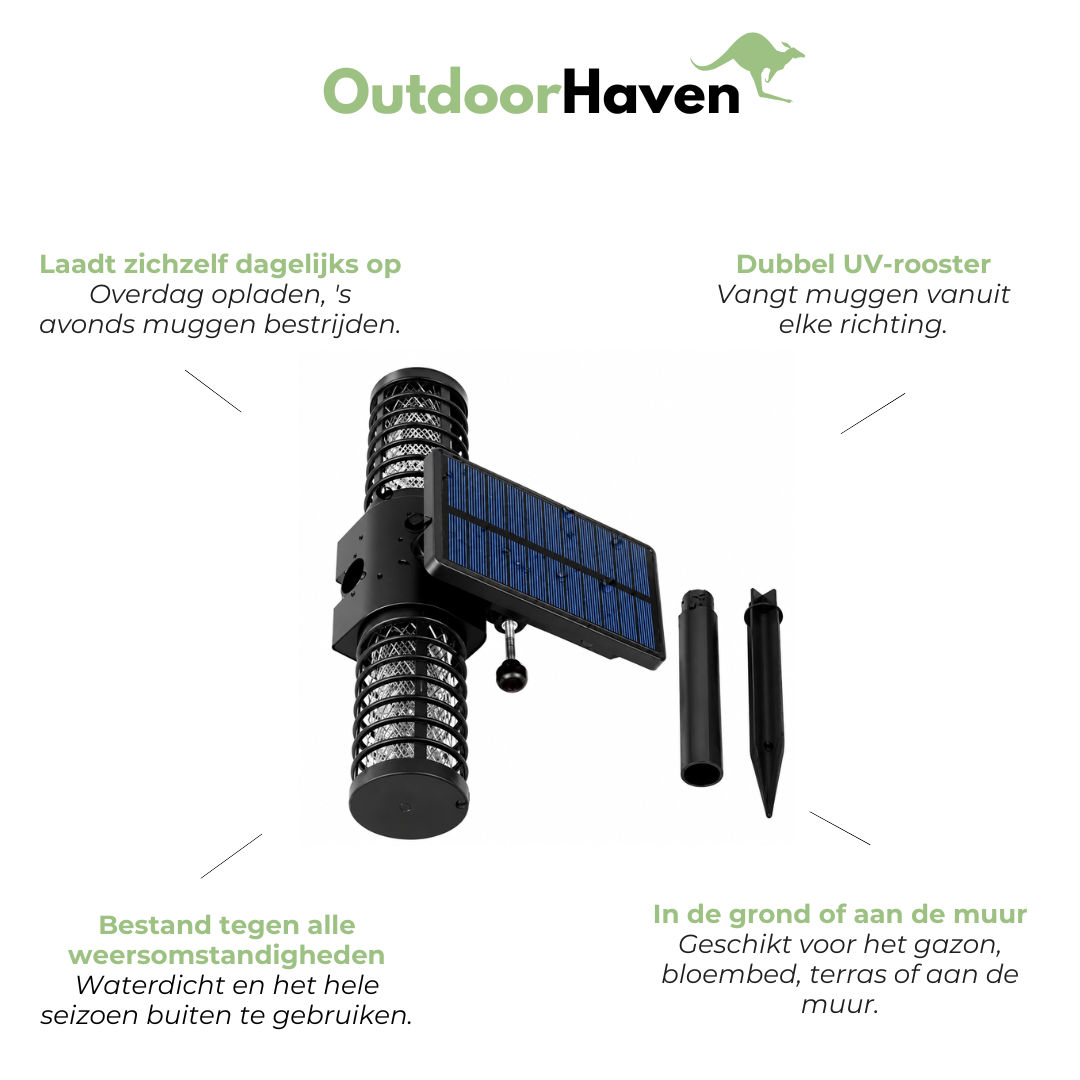 Solar Muggenlamp Buiten - Insectenverdelger Grondpen - Waterdicht UV