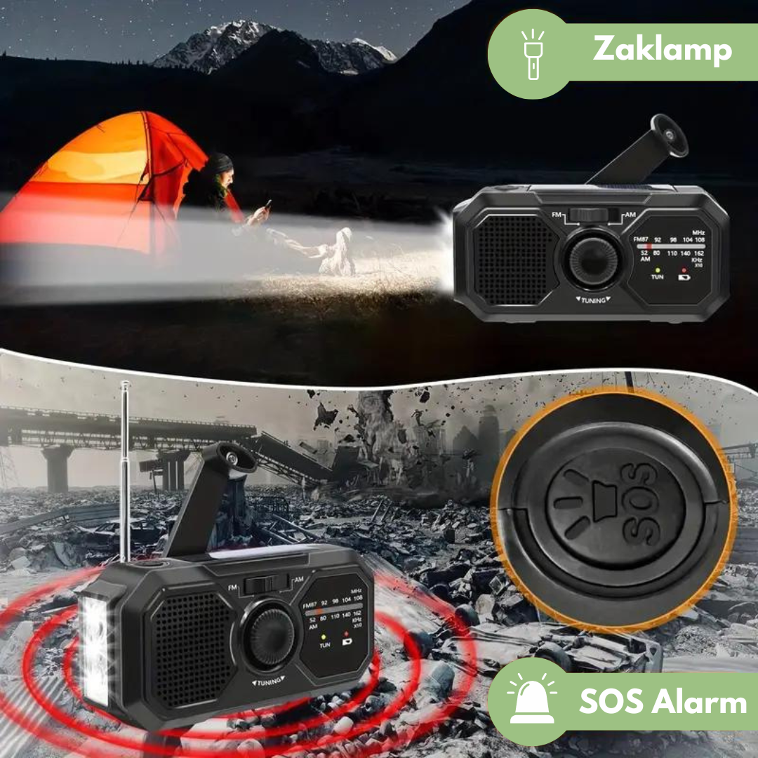 MODEL 2025 Noodradio Opwindbaar - 10000 MAh- Solar Powerbank Zonneenergie Draagbare Radio Noodpakket Zaklamp Oplaadbaar Noodrantsoen MODEL 2025 Noodradio Opwindbaar - 10000 MAh- Solar Powerbank Zonneenergie Draagbare Radio Noodpakket Zaklamp Oplaadbaar Noodrantsoen