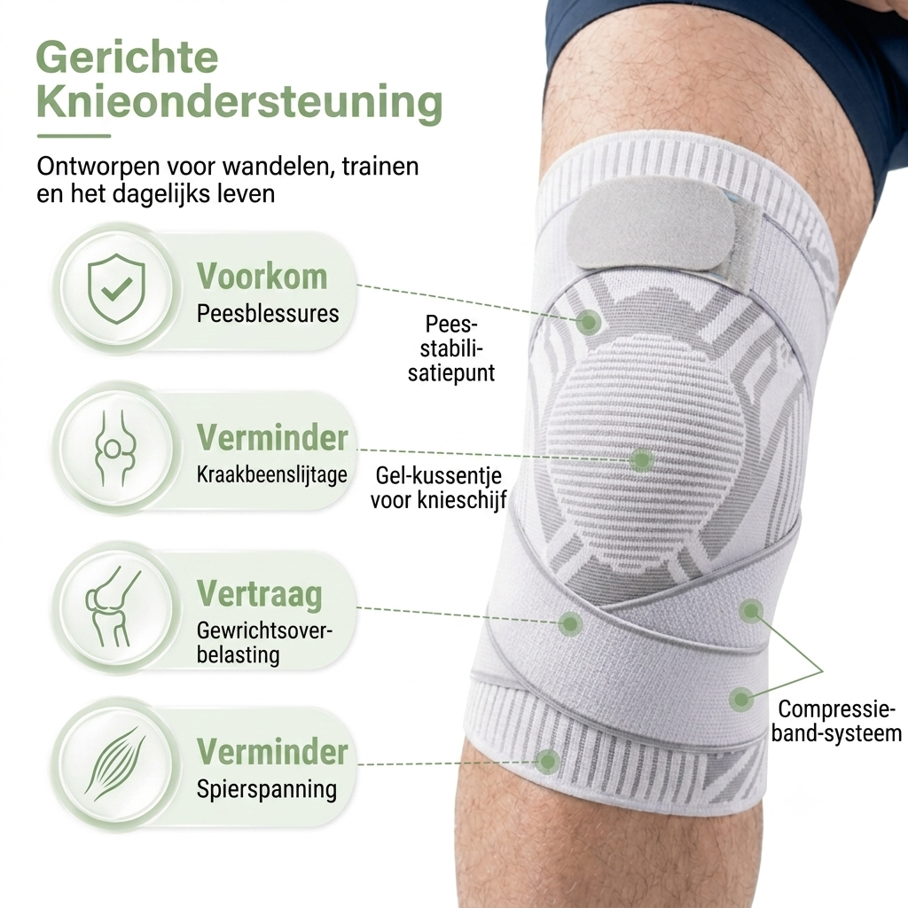 Kniebrace - Compressiemouw - Verstelbare Band