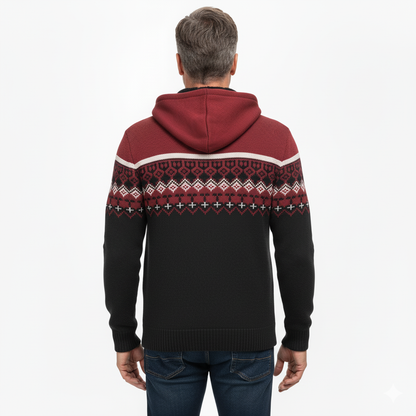 Heren Hoodie Trui – Dik Fluweel – Geometrisch Patroon