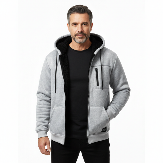 Heren Hoodie met Rits – Winter – Fleece Gevoerd