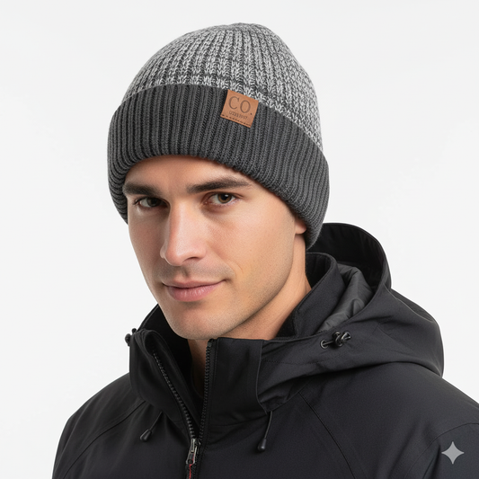 Outdoor Gebreide Herenmuts – Fleece Gevoerd & Extra Warm