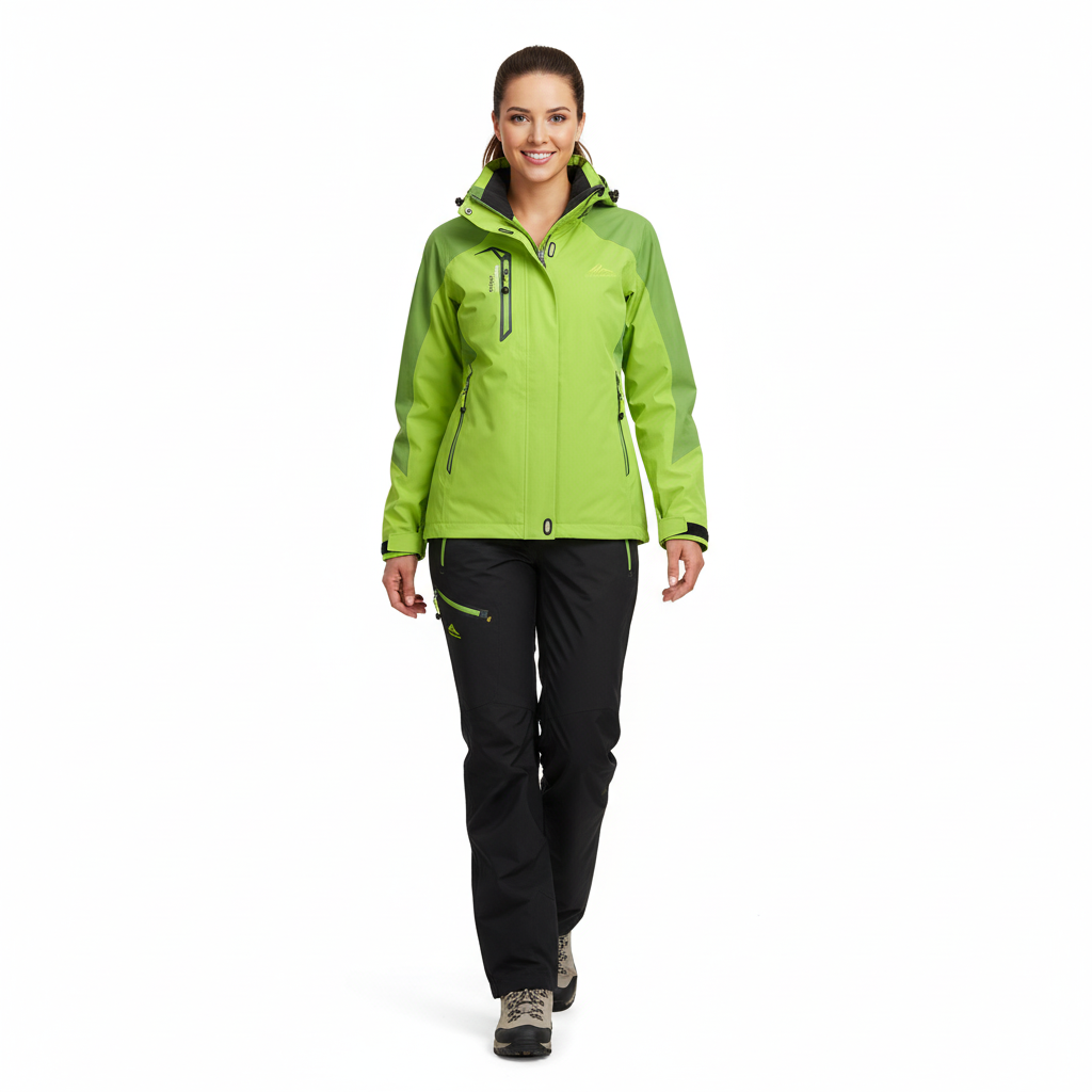 Softshell jas dames met broek, outdoor set in groen