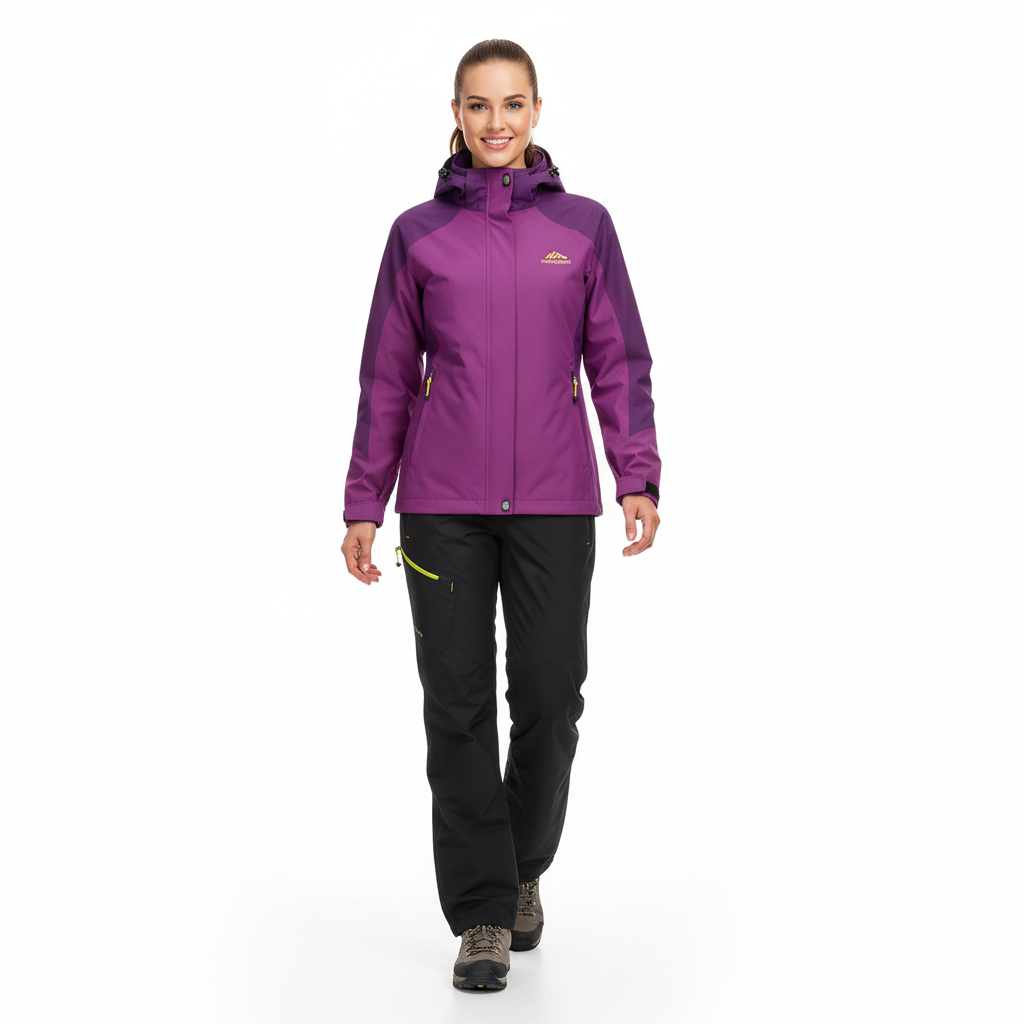 Softshell jas dames met broek, outdoor set in groen