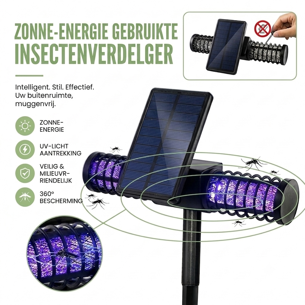 Solar Muggenlamp Buiten - Insectenverdelger Grondpen - Waterdicht UV